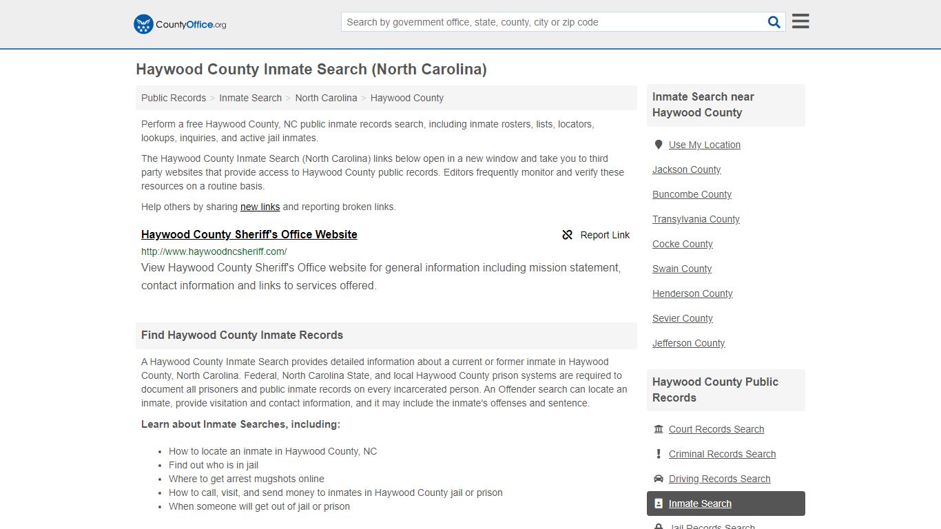 Inmate Search - Haywood County, NC (Inmate Rosters & Locators)